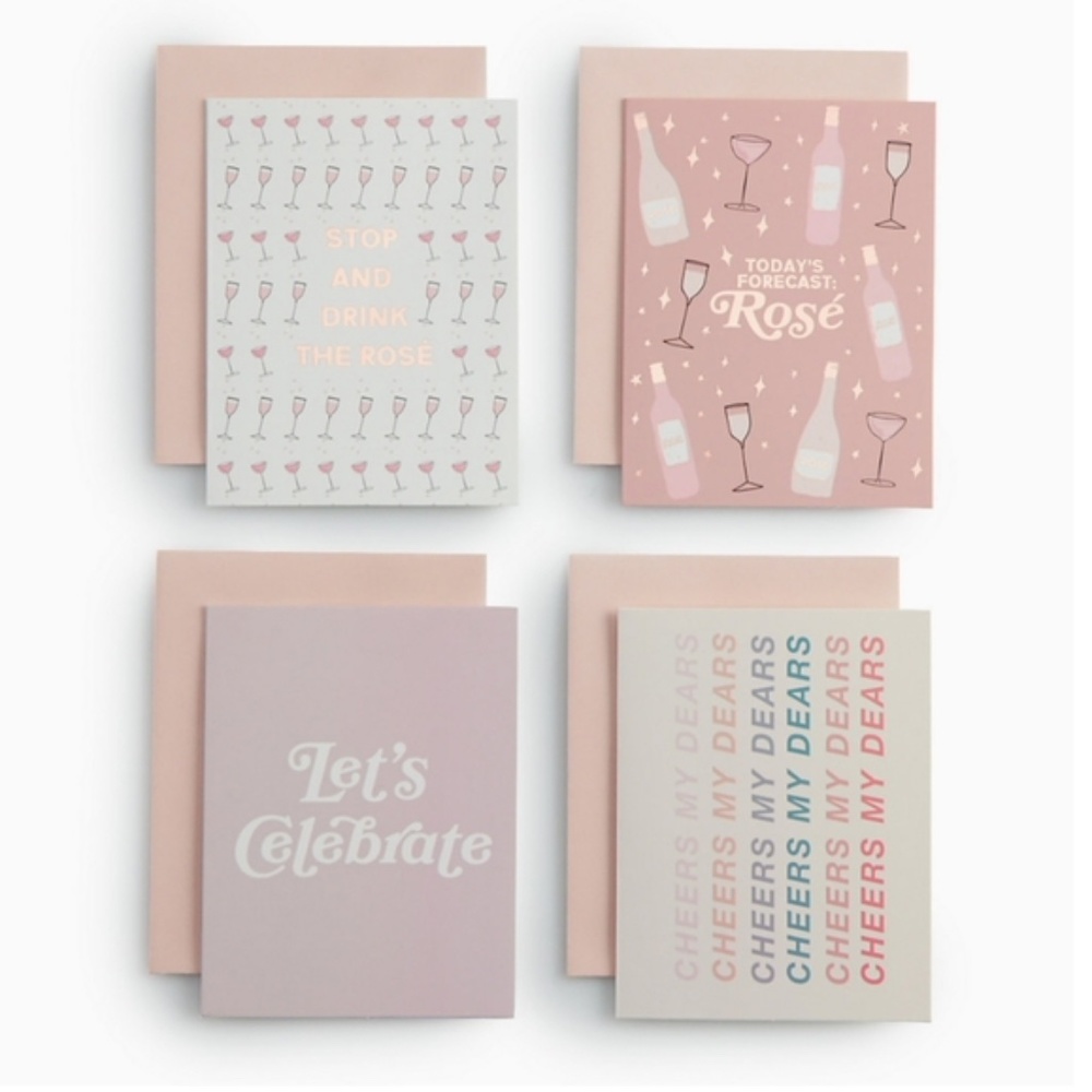LC Lauren Conrad Wine Party Notecard Set Rosé Celebration Stationery NWT